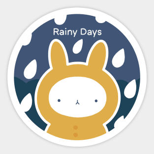 Kawaii „Rabbit in the Rain“ Design | Cute Bunny Illustration | By Atelier Serakara Sticker